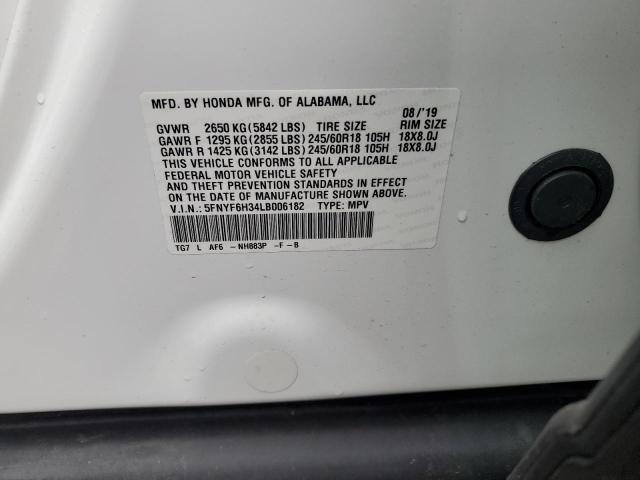 2020 HONDA PILOT EX 5FNYF6H34LB006182