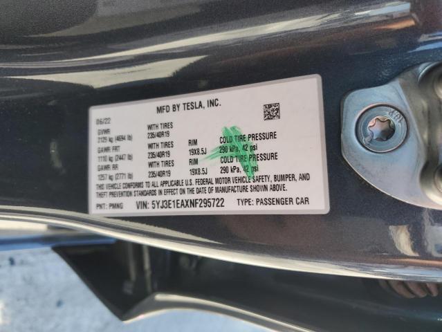 2022 TESLA MODEL 3 5YJ3E1EAXNF295722