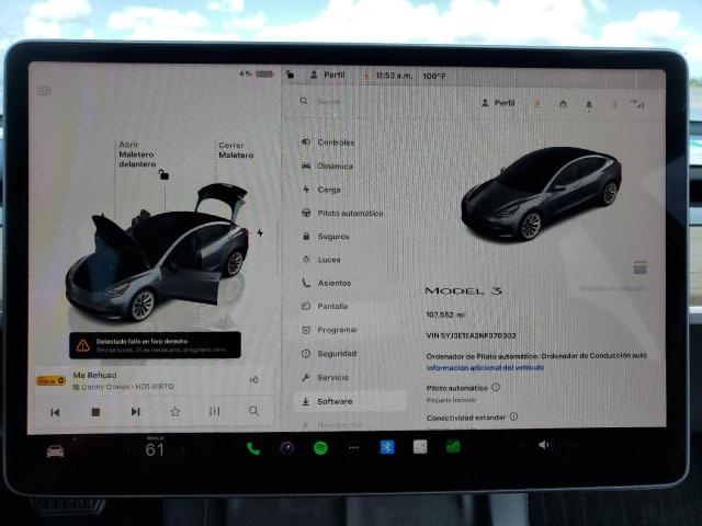 2022 TESLA MODEL 3 5YJ3E1EA2NF370302