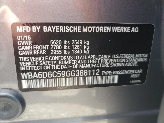 2016 BMW 650 XI GRA WBA6D6C59GG388112