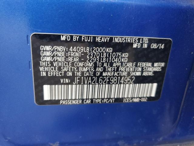 2015 SUBARU WRX STI JF1VA2L62F9814952