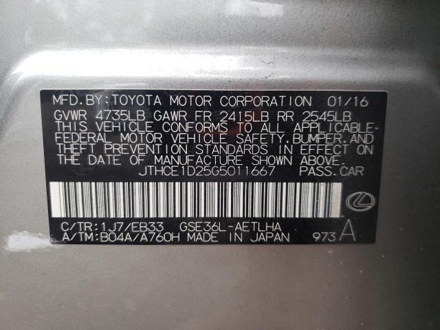 2016 LEXUS IS 350 JTHCE1D25G5011667