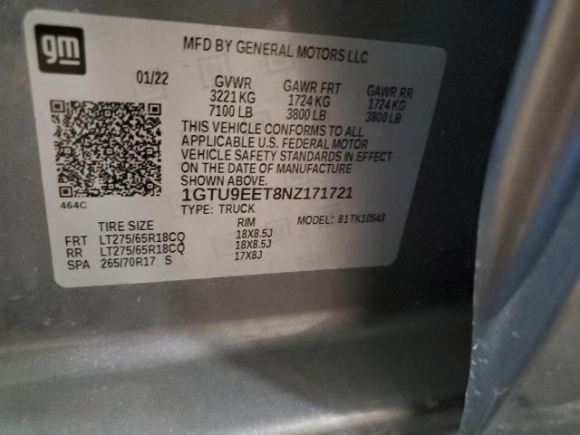 2022 GMC SIERRA LIM 1GTU9EET8NZ171721
