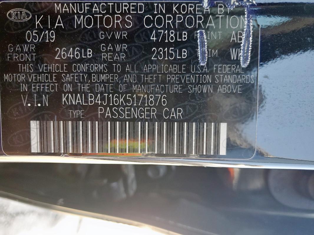 2019 KIA CADENZA PR KNALB4J16K5171876