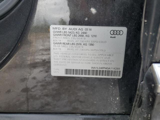 2016 AUDI Q5 PREMIUM WA1L2AFP4GA114289