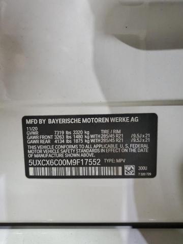 2021 BMW X7 M50I 5UXCX6C00M9F17552