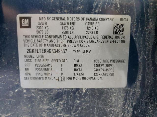 2016 GMC TERRAIN SL 2GKFLTEK9G6349337