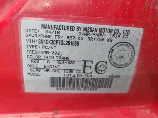 2016 NISSAN MICRA - 3N1CK3CP7GL261689