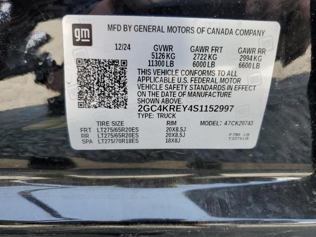 2025 CHEVROLET SILVERADO K2500 HIGH COUNTRY 2GC4KREY4S1152997