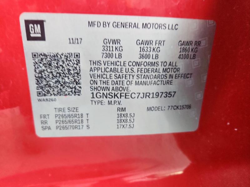 2018 CHEVROLET TAHOE SPEC 1GNSKFEC7JR197357