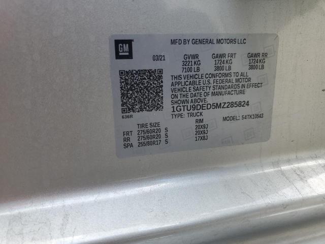 2021 GMC SIERRA K15 1GTU9DED5MZ285824