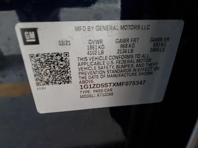 2021 CHEVROLET MALIBU LT - 1G1ZD5STXMF075347