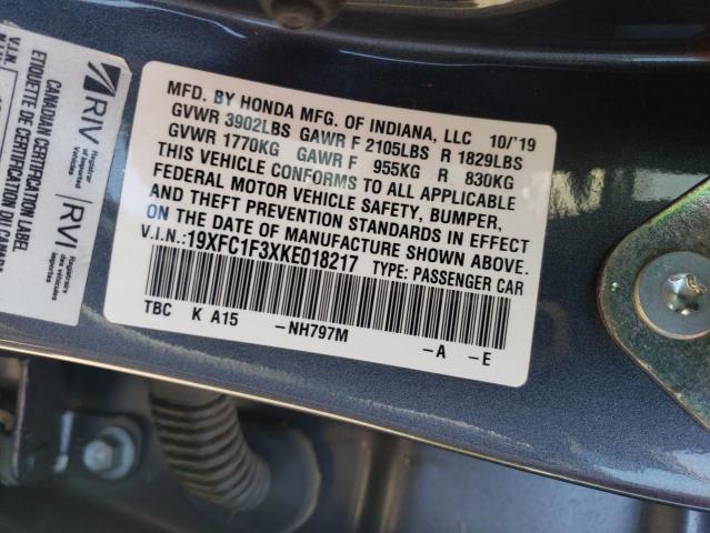 2019 HONDA CIVIC EX 19XFC1F3XKE018217