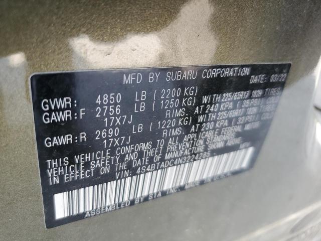 2022 SUBARU OUTBACK PR #3300807323