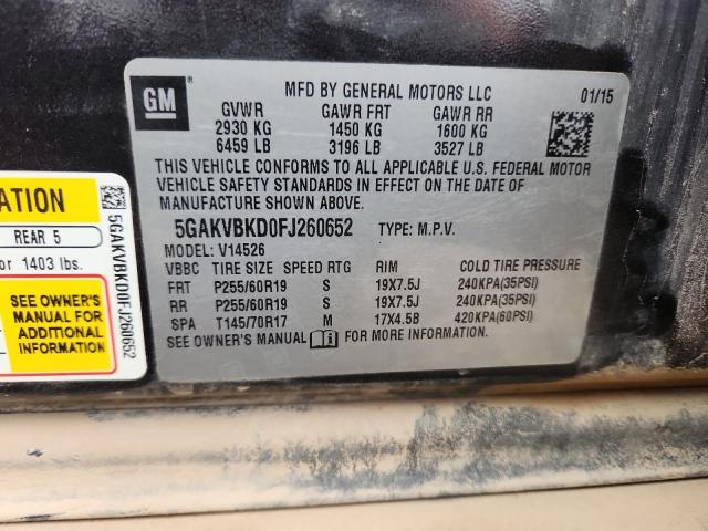 2015 BUICK ENCLAVE 5GAKVBKD0FJ260652