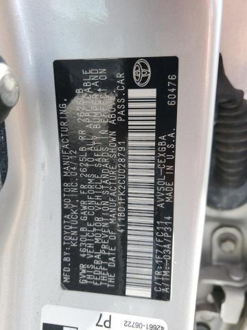 2012 TOYOTA CAMRY HYBR - 4T1BD1FK2CU028791