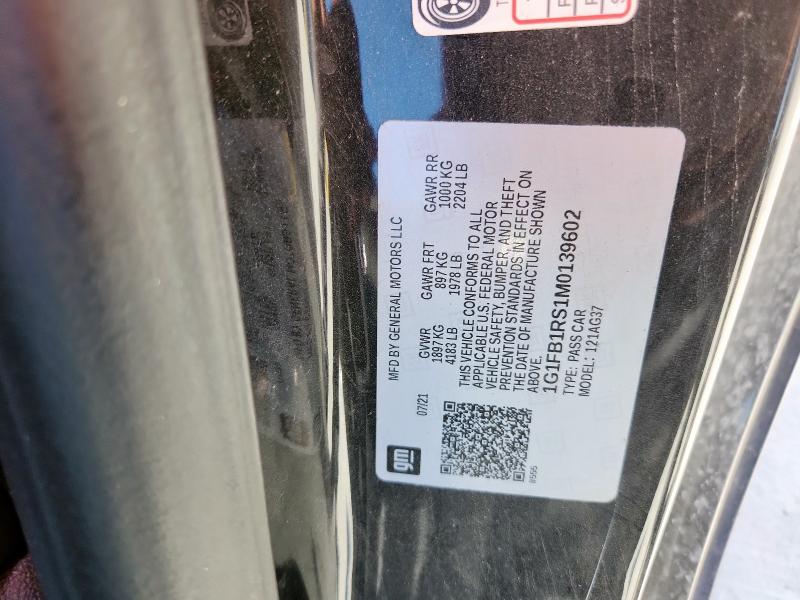 2021 CHEVROLET CAMARO 1G1FB1RS1M0139602