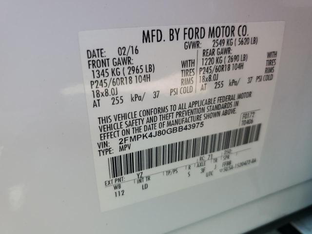 2016 FORD EDGE SEL 2FMPK4J80GBB43975