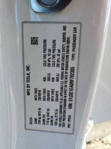 2024 TESLA MODEL 3 5YJ3E1EA0RF782305