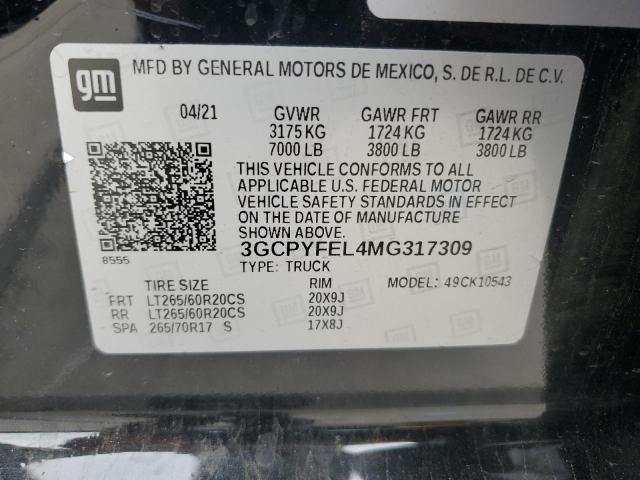 2021 CHEVROLET SILVERADO - 3GCPYFEL4MG317309