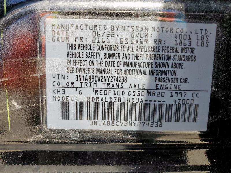 2022 NISSAN SENTRA SV 3N1AB8CV2NY274238
