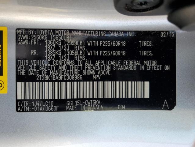 2015 LEXUS RX 350 BAS 2T2BK1BA9FC308986