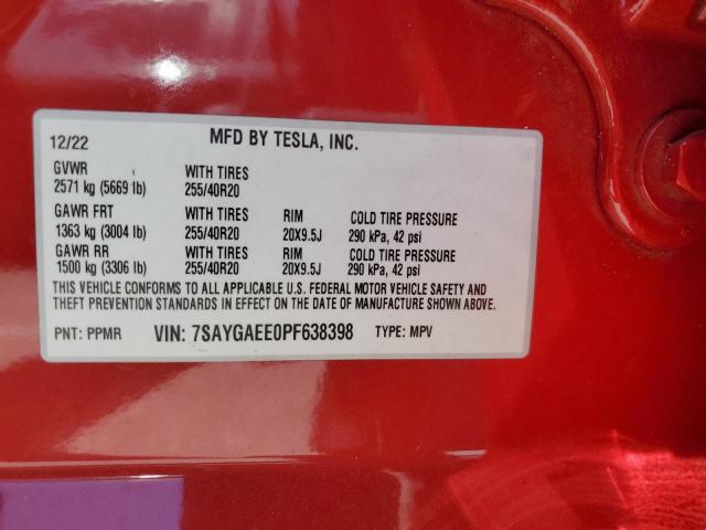 2023 TESLA MODEL Y 7SAYGAEE0PF638398
