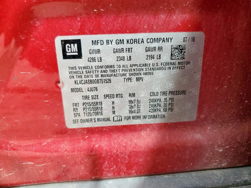 2016 BUICK ENCORE - KL4CJASB0GB751526