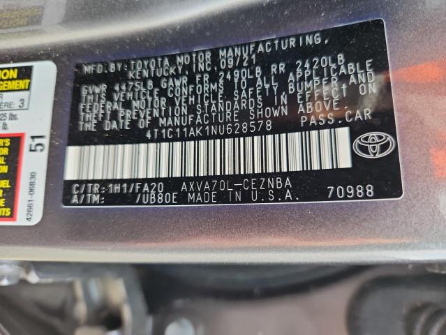 2022 TOYOTA CAMRY LE 4T1C11AK1NU628578