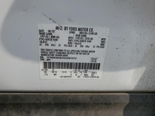 2016 FORD EXPLORER X 1FM5K8D83GGA81412