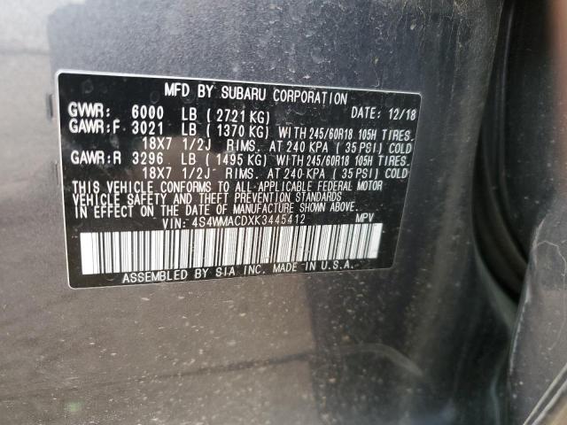 2019 SUBARU ASCENT PRE 4S4WMACDXK3445412