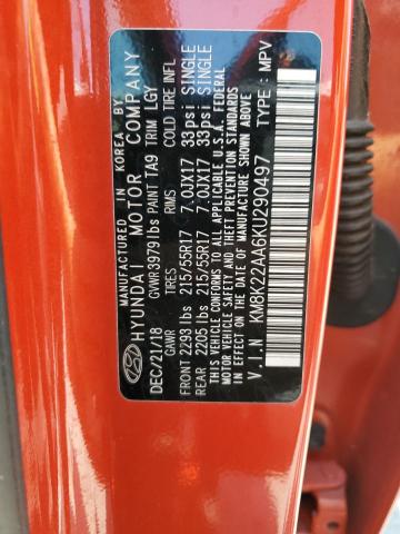 2019 HYUNDAI KONA SEL KM8K22AA6KU290497