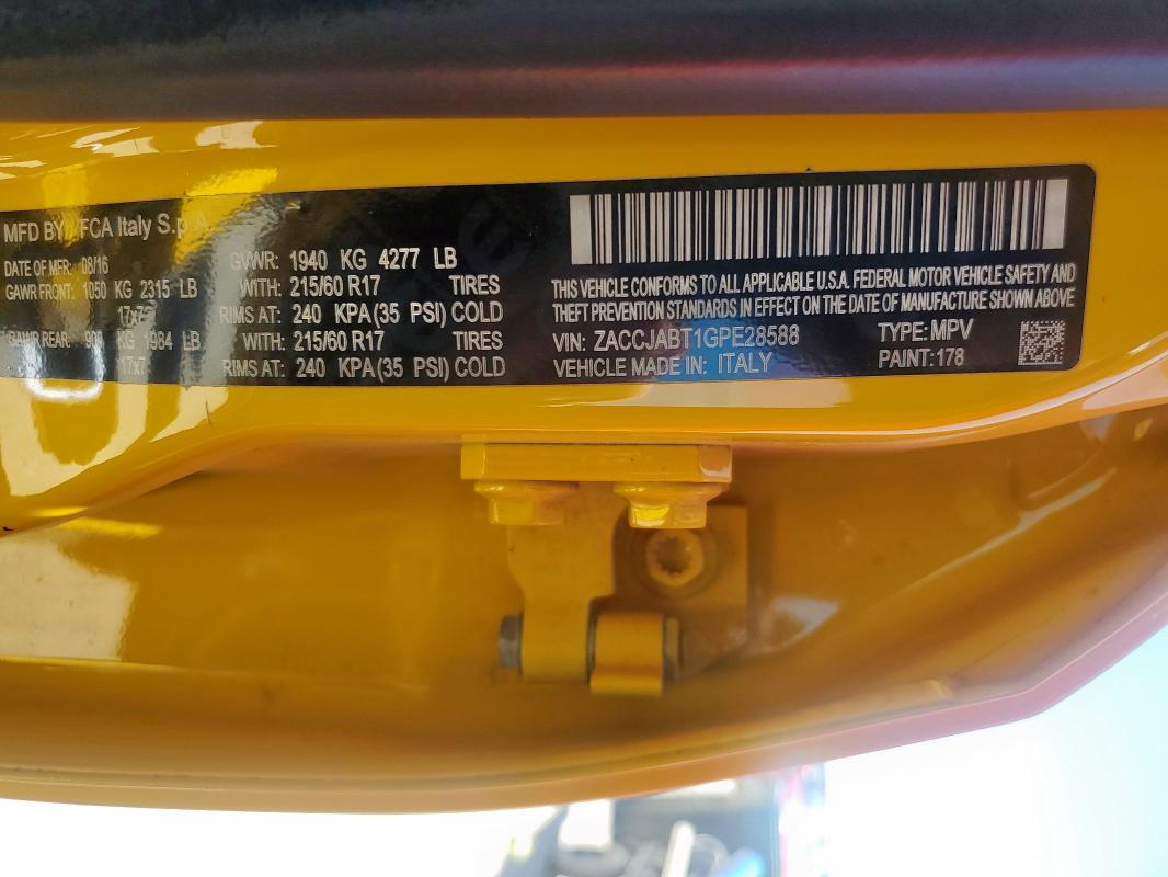 2016 JEEP RENEGADE L ZACCJABT1GPE28588