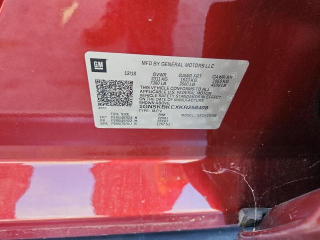 2019 CHEVROLET TAHOE K150 1GNSKBKCXKR258408