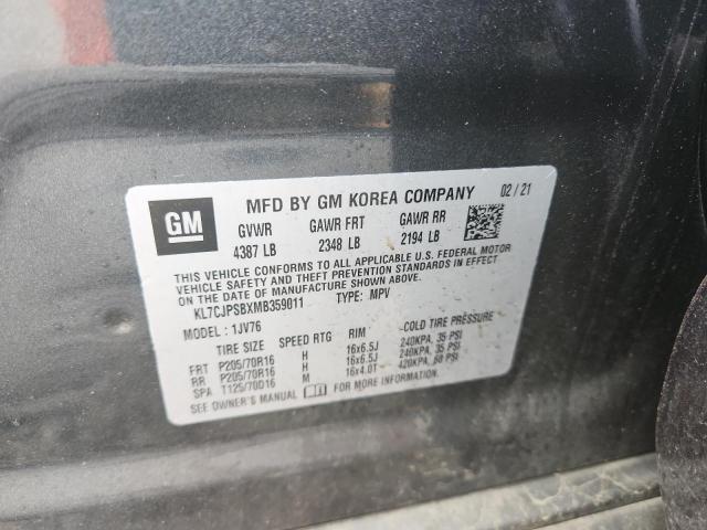 2021 CHEVROLET TRAX 1LT - KL7CJPSBXMB359011