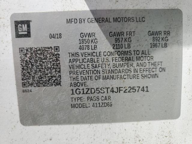 2018 CHEVROLET MALIBU LT 1G1ZD5ST4JF225741