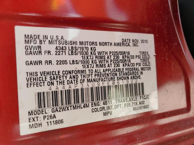 2015 MITSUBISHI OUTLANDER 4A4AP3AU9FE061922