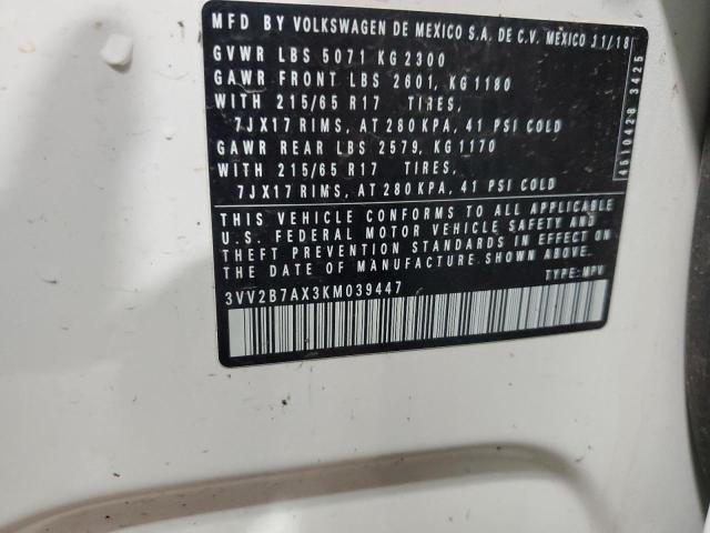 2019 VOLKSWAGEN TIGUAN SE 3VV2B7AX3KM039447