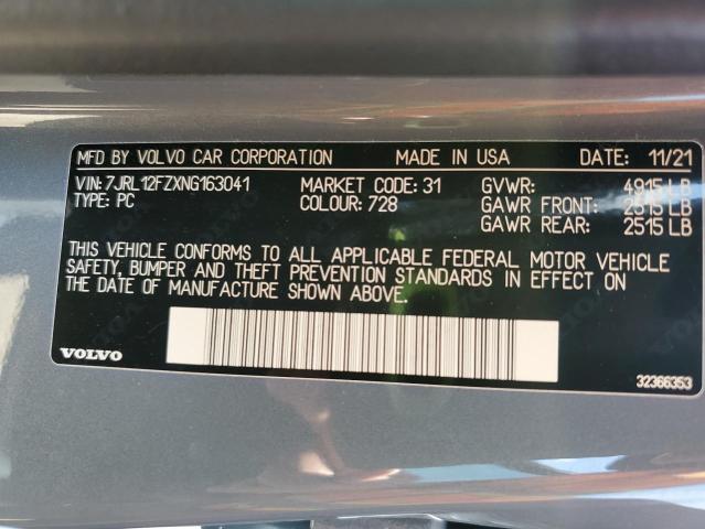 2022 VOLVO S60 B5 MOM 7JRL12FZXNG163041