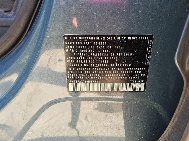 2019 VOLKSWAGEN TIGUAN S 3VV1B7AX7KM084743