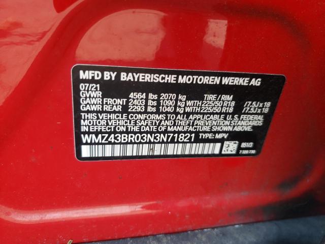 2022 MINI COOPER COU WMZ43BR03N3N71821
