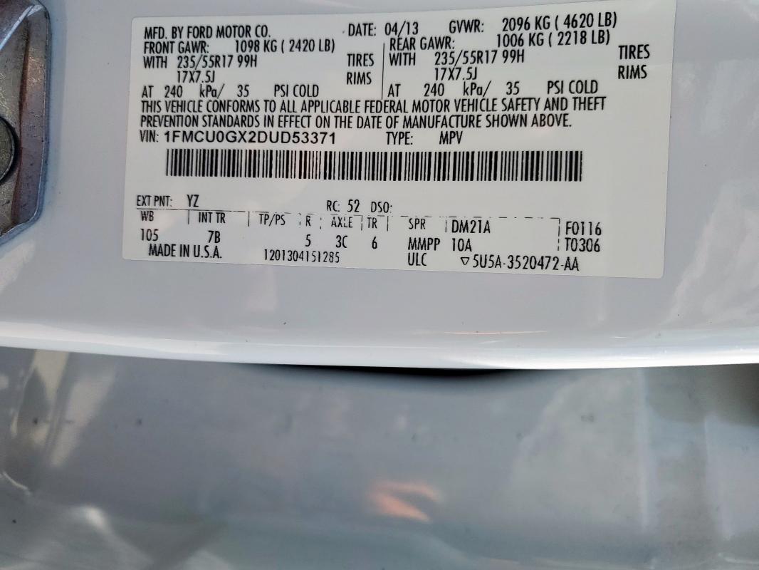 2013 FORD ESCAPE SE - 1FMCU0GX2DUD53371