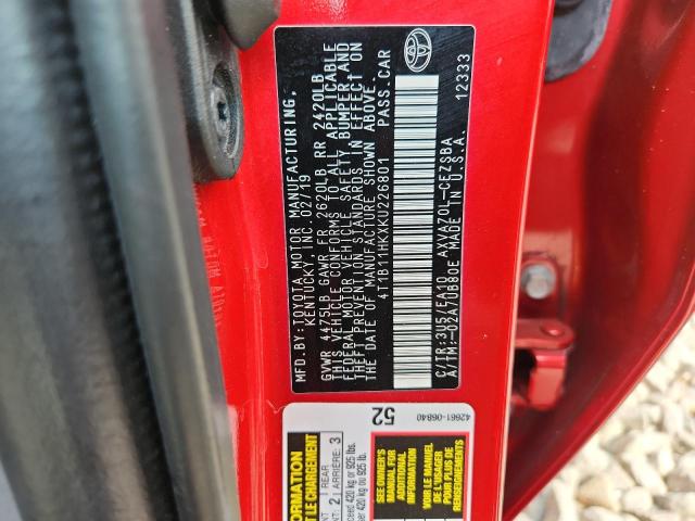 2019 TOYOTA CAMRY L 4T1B11HKXKU226801