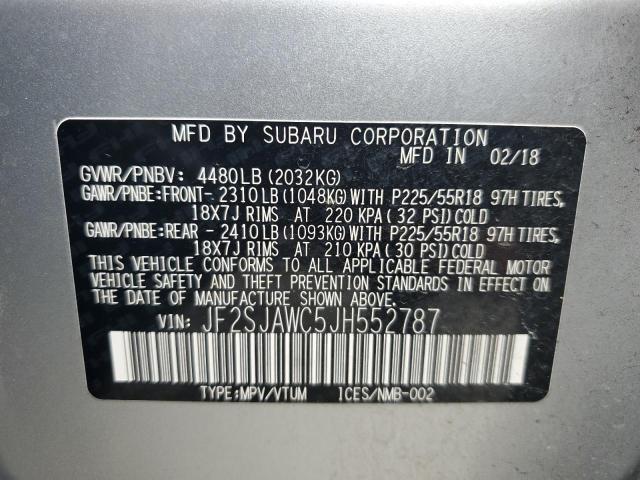 2018 SUBARU FORESTER 2 JF2SJAWC5JH552787