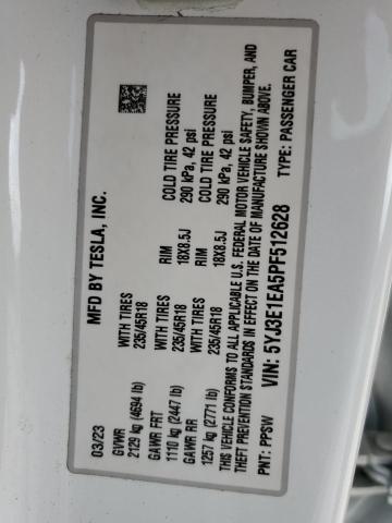 2023 TESLA MODEL 3 5YJ3E1EA5PF512628