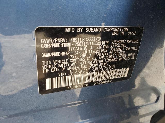 2022 SUBARU FORESTER JF2SKACC3NH465008