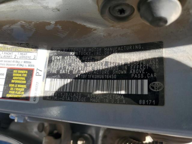 2017 TOYOTA CAMRY LE - 4T1BF1FK0HU616450