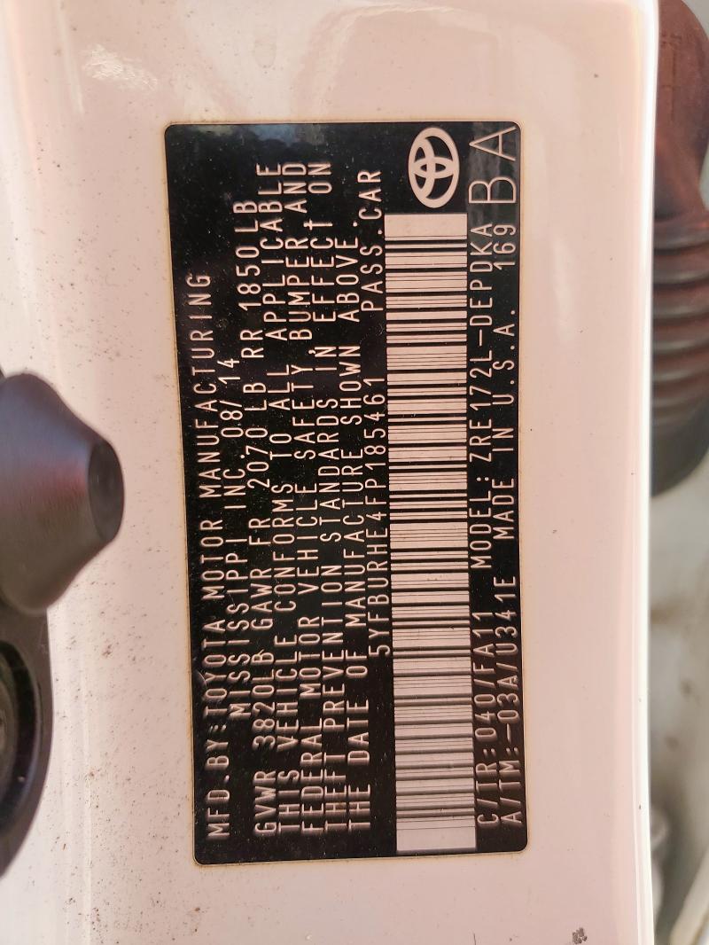 2015 TOYOTA COROLLA L - 5YFBURHE4FP185461