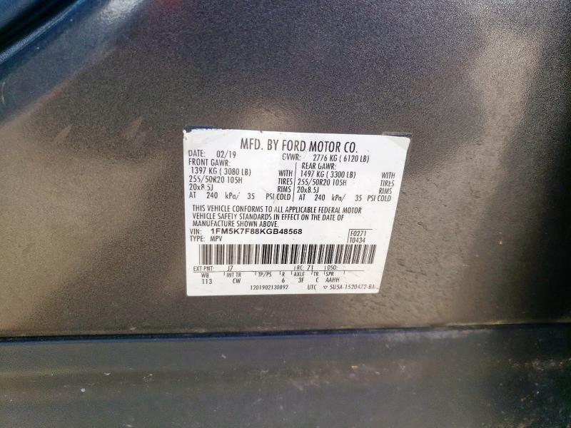 2019 FORD EXPLORER LIMITED 1FM5K7F88KGB48568