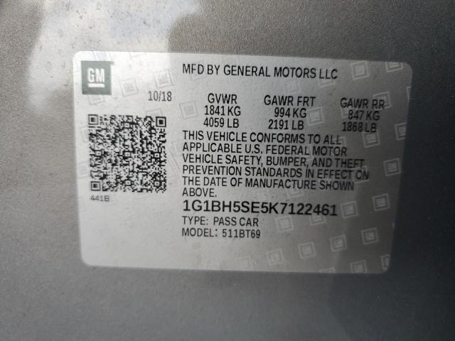 2019 CHEVROLET CRUZE 1G1BH5SE5K7122461